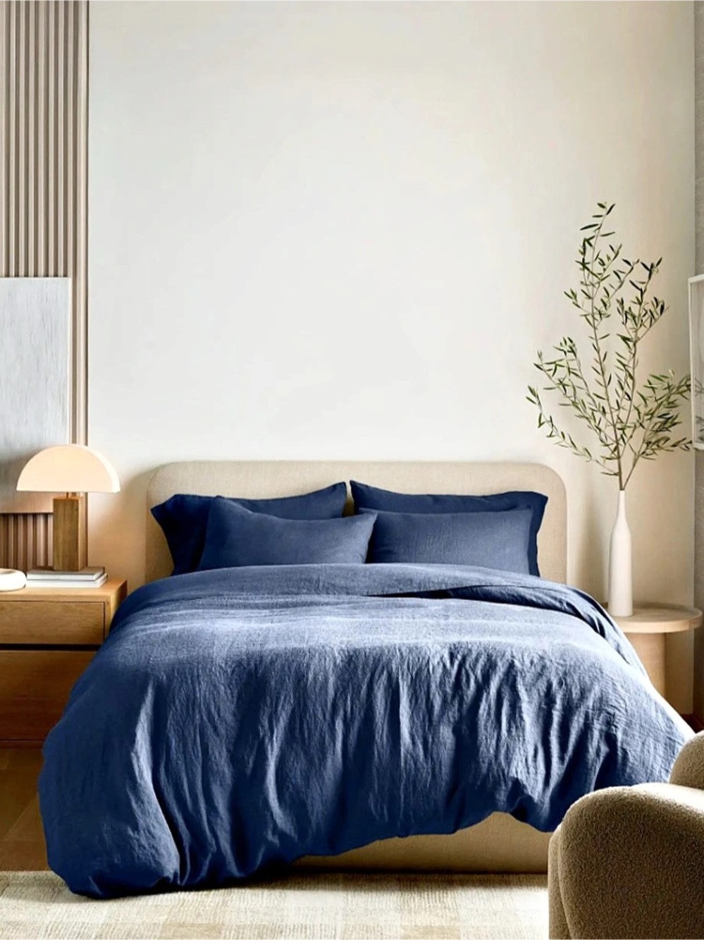 Jellymoni Washed Duvet Cover Set Blue Queen size